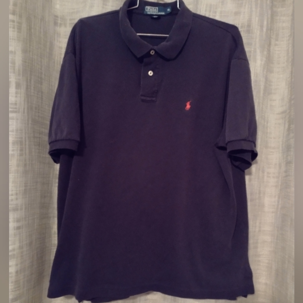 Polo by Ralph Lauren Men's XL Polo Shirt Navy Blue with Red Pony Logo